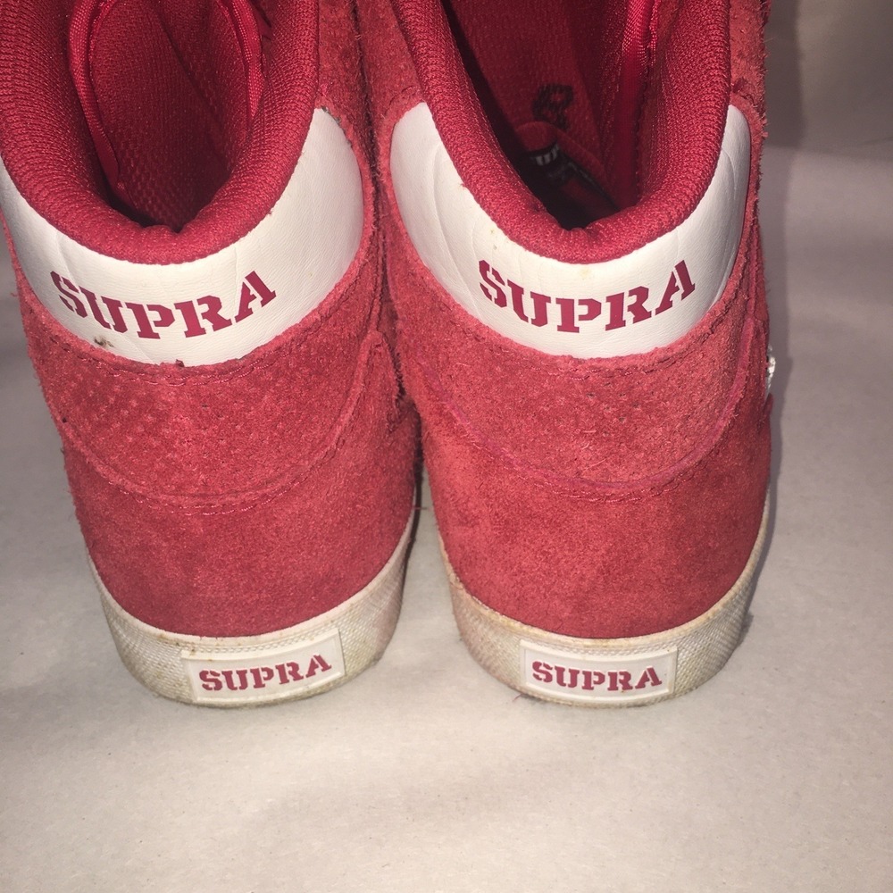 Supra Vaider Shoes Size 8 Red All Suede High Top Skate Sneakers Read Description - Picture 6 of 16